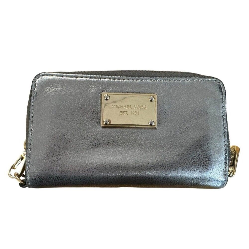 Michael Kors Women's Wallet‎ Gray Zip Around City Designer Preppy Classic Modern
